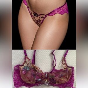 Honey Birdette Elegant Lace Lingerie Set Whitney rainbow 34DD bra, Large brief